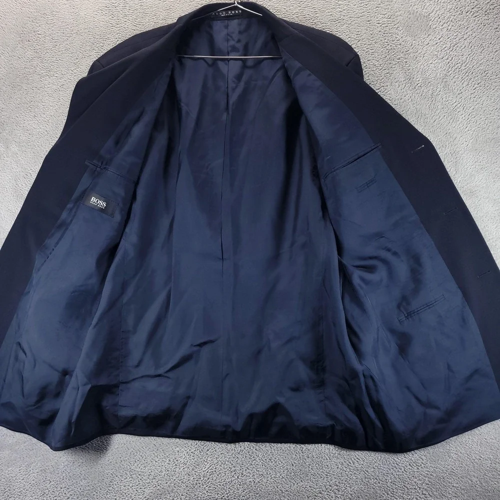 Hugo Boss Suit Jacket Mens 46R Blue Wool Einstein Omega Made USA Office Career